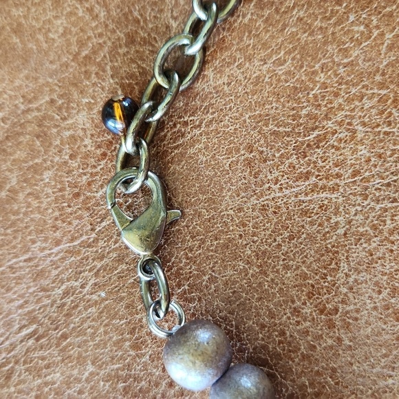 BOHO Wooden Layered Necklace Brown 12" - Picture 3 of 4